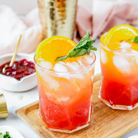 Cranberry Orange Bourbon Smash - Recipe photo by dishnthekitchen