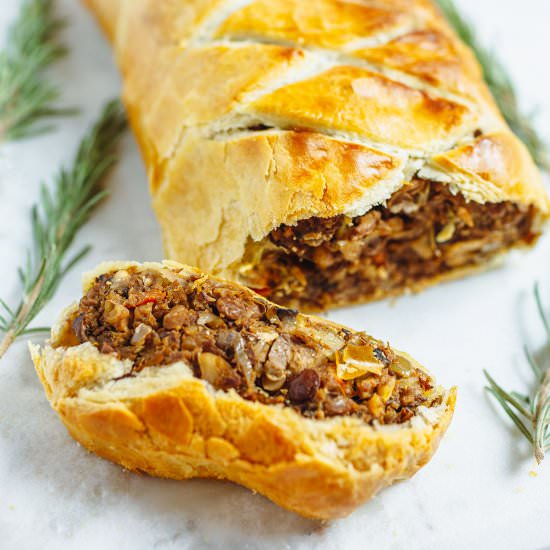 Easy Mushroom and Lentil Wellington - Recipe photo by plantnspice