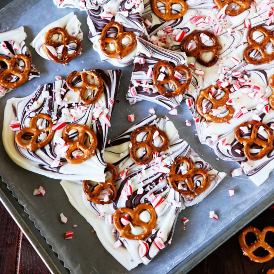 Peppermint Pretzel Bark - Recipe photo by thekitchenismyplayground