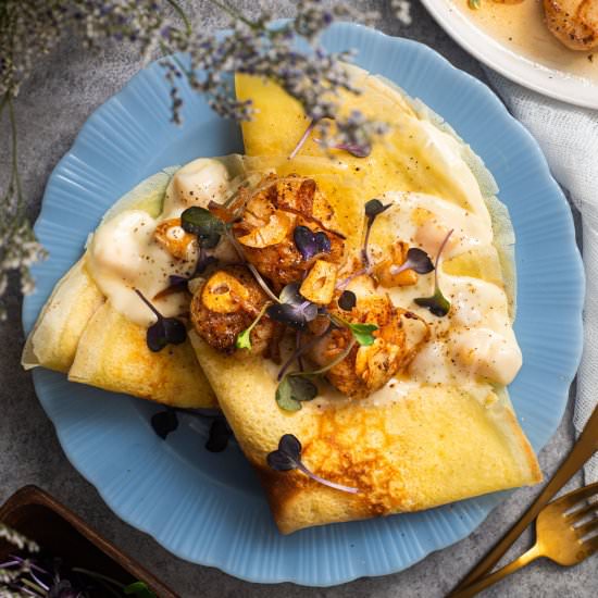Scallop Crêpes - Recipe photo by rhubarbandcod