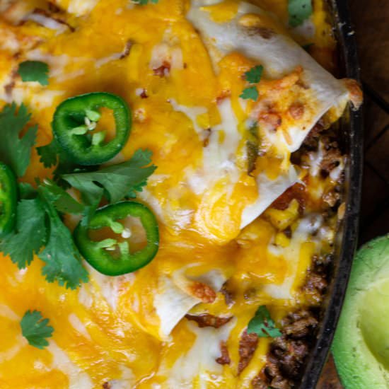 Easy Skillet Enchiladas - Recipe photo by turnrowtable
