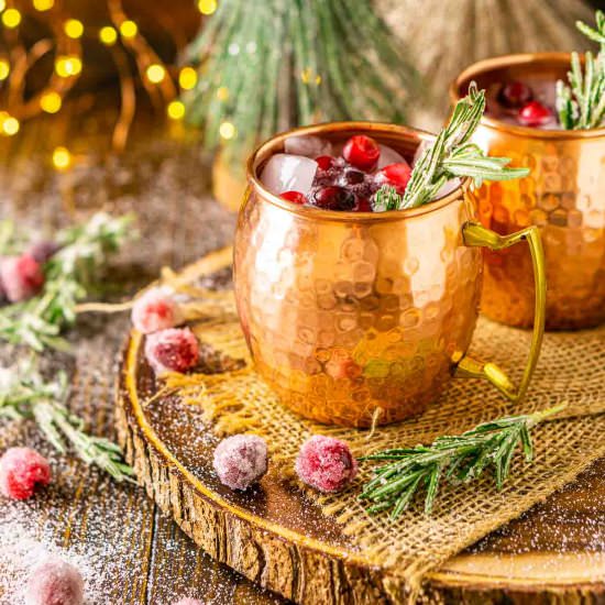 Christmas Cranberry Moscow Mule - Recipe photo by Burrata and Bubbles