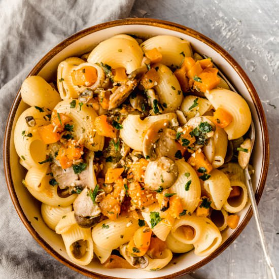 Pumpkin and Mushrooms Pasta - Recipe photo by pastafantasy