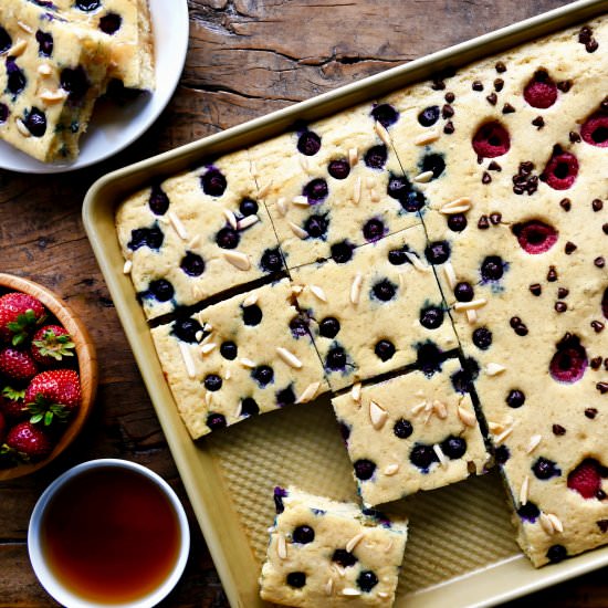 Quick Sheet Pan Pancakes - Recipe photo by justataste
