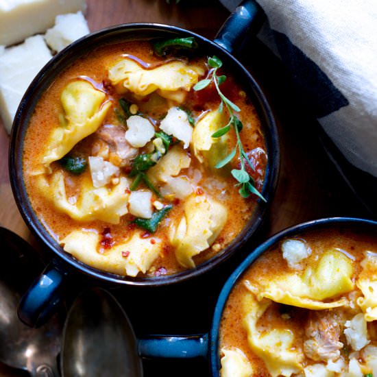 Tomato Chicken Tortellini Soup - Recipe photo by The Greek Foodie