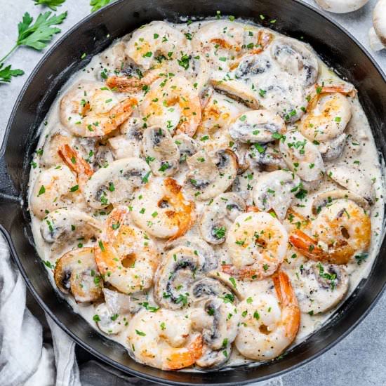 GARLIC SHRIMP IN CREAMY MUSHROOM - Recipe photo by healthyfitnessmeals