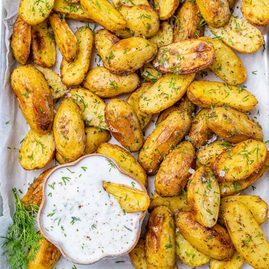 CRISPY BAKED GREEK POTATO WEDGES - Recipe photo by healthyfitnessmeals