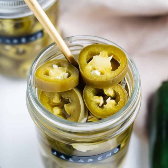 pickled jalapenos - Recipe photo by brokebankvegan