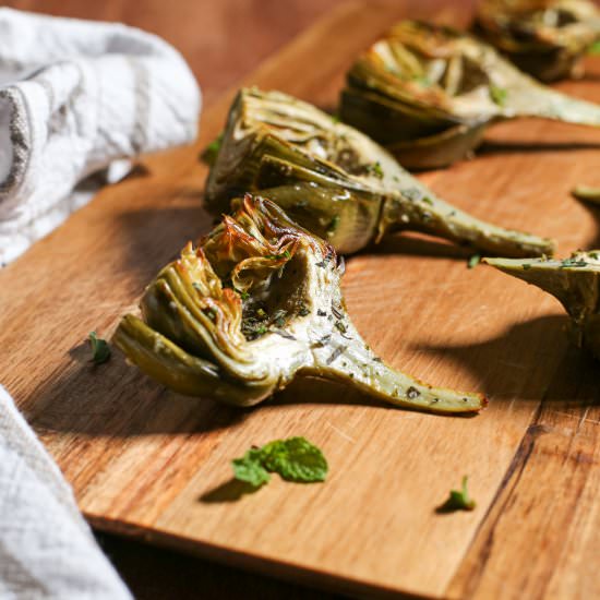 Whole30 Roasted Artichokes - Recipe photo by theproducepack