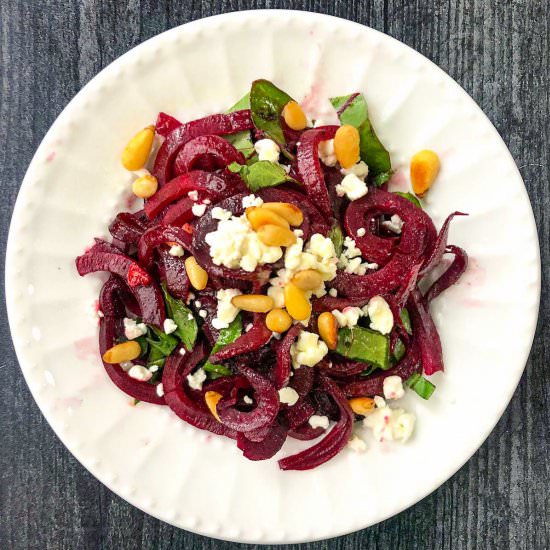 Beet Noodles & Goat Cheese Salad - Recipe photo by MyLifeCookbook