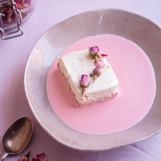 rose tres leches cake - Recipe photo by tiffinandteaofficial