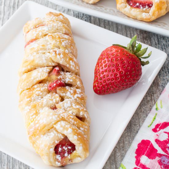 Mini Strawberry Puff Pastry Braids - Recipe photo by For the Love of Cooking