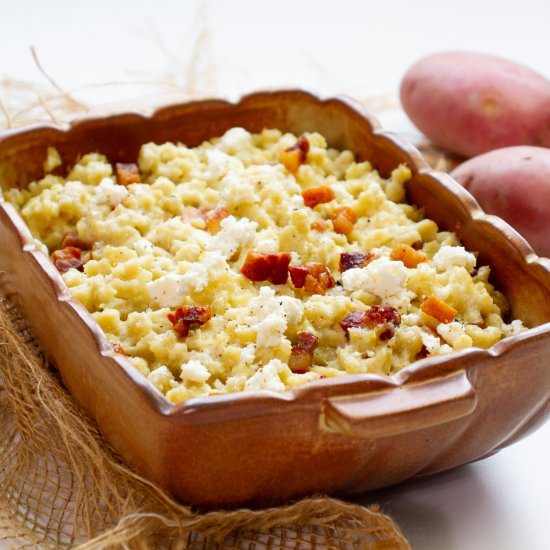 Halušky with bryndza and cracklings - Recipe photo by mecooks.com