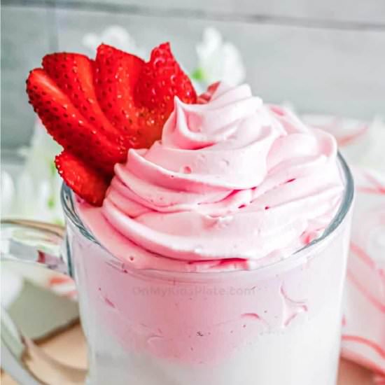 Whipped Strawberry Milk - Recipe photo by OnMyKidsPlate