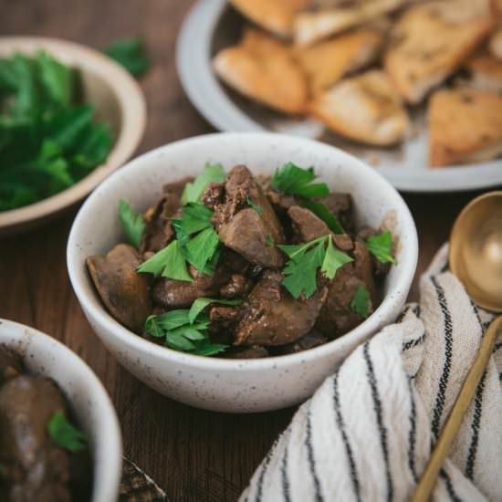 Lebanese Chicken Livers - Recipe photo by tangerinezest