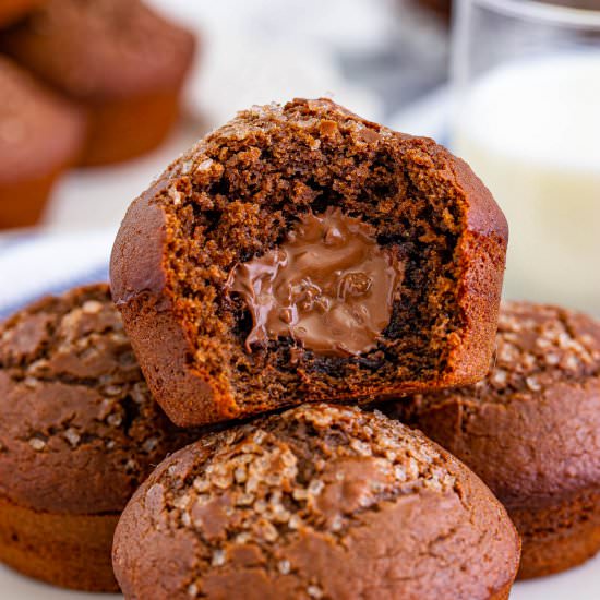 Nutella Stuffed Chocolate Muffins - Recipe photo by Flavor Mosaic