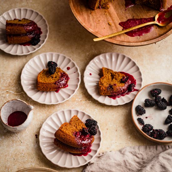 Pear, Lemon and Blackberry Cake - Recipe photo by tiffinandteaofficial
