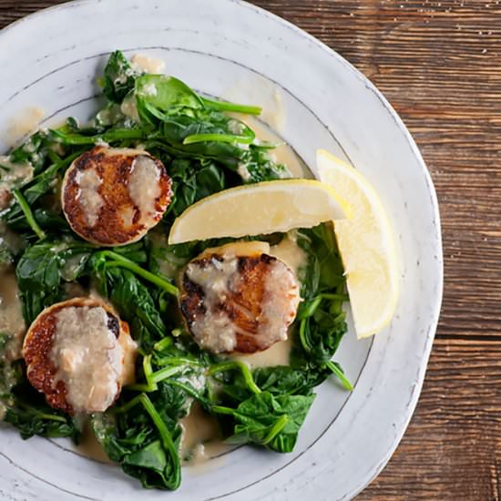 Scallops with Buttered Lemon Sauce - Recipe photo by Framed Cooks
