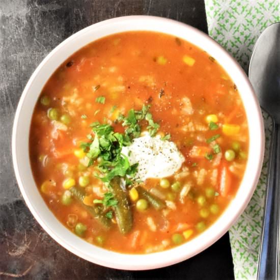 Easy Vegetable Rice Soup - Recipe photo by everydayhealthyrecipes