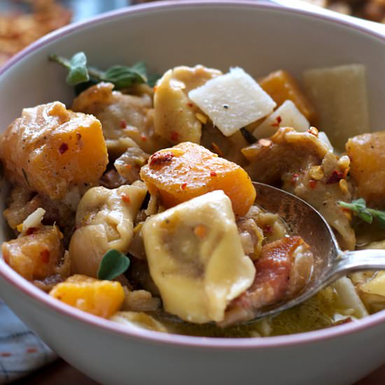 Quick Pumpkin Stew with Tortellini - Recipe photo by The Greek Foodie