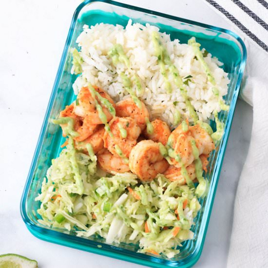 Shrimp Taco Lunch Bowl - Recipe photo by My Life After Dairy