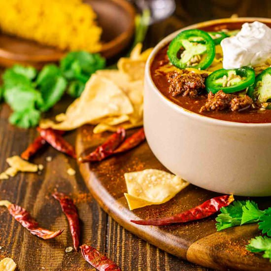 Venison Chili - Recipe photo by Burrata and Bubbles