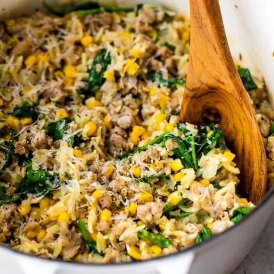 One-Pot Orzo with Sausage, Spinach - Recipe photo by Skinnytaste