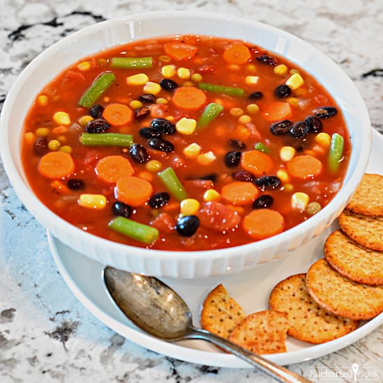 Slow Cooker Vegetable Soup - Recipe photo by Encharted Cook
