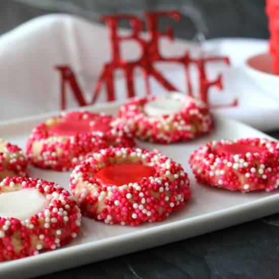 Valentines Thumbprint Cookies - Recipe photo by One Hot Oven