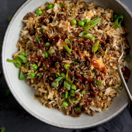 Minced Beef Fried Rice - Recipe photo by KitchenSanctuary
