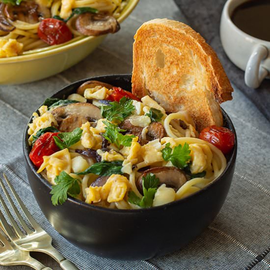 Easy Breakfast Pasta - Recipe photo by tenpoundcakecompany