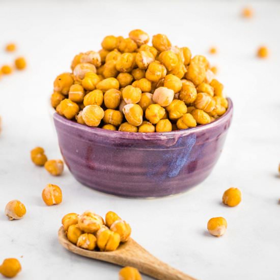 Healthy Roasted Chickpeas - Recipe photo by Debra Klein