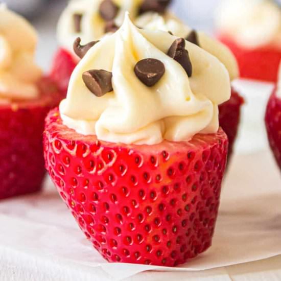 Cheesecake Stuffed Strawberries - Recipe photo by OnMyKidsPlate