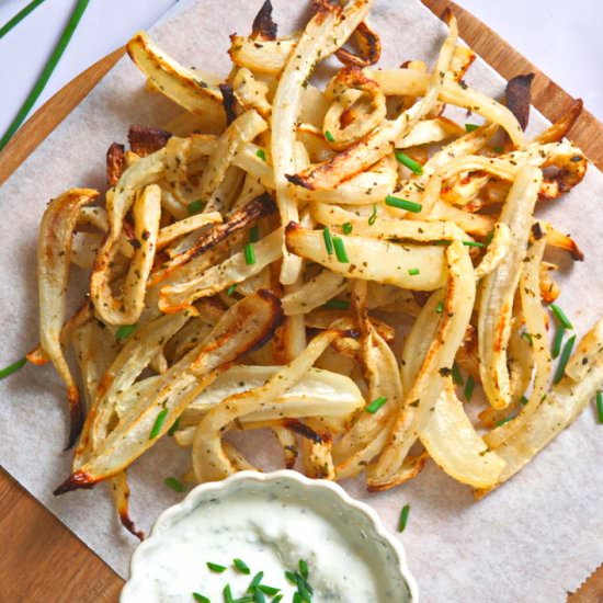 Turnip Fries With Creamy Yogurt Dip - Recipe photo by inthekitchnet