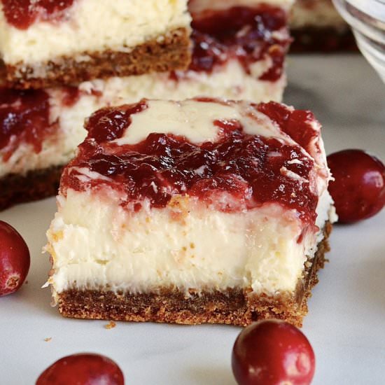 Cranberry Cheesecake Bars - Recipe photo by Sweet Girl Treats