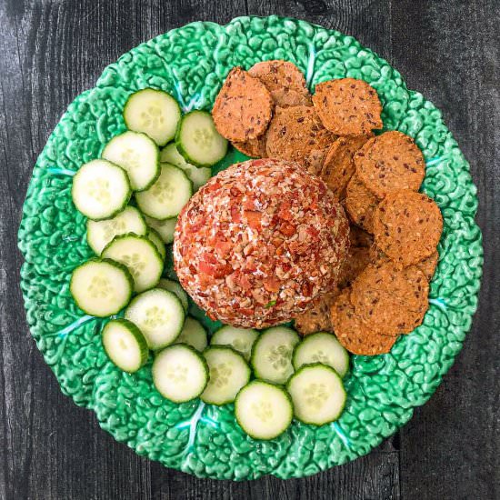 Keto Bacon Herb Goat Cheese Ball - Recipe photo by MyLifeCookbook