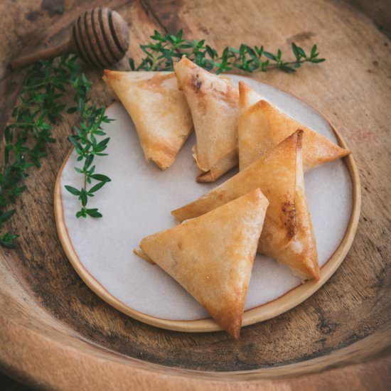 Goat Cheese and Honey Samosas - Recipe photo by tangerinezest