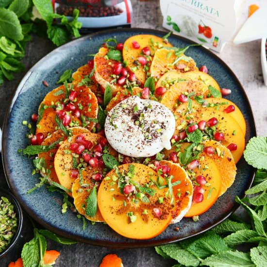 Persimmon, Mandarin and Burrata Sal - Recipe photo by angiesrecipes