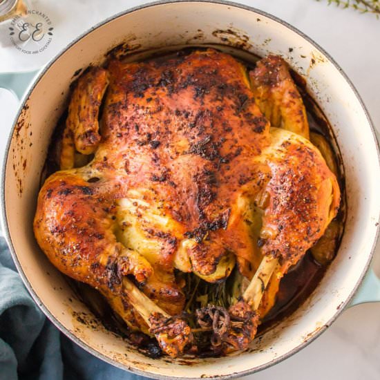 Dutch Oven Roasted Chicken - Recipe photo by emilyenchanted