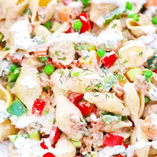 Tuna Pasta Salad - Recipe photo by peasandpeonies