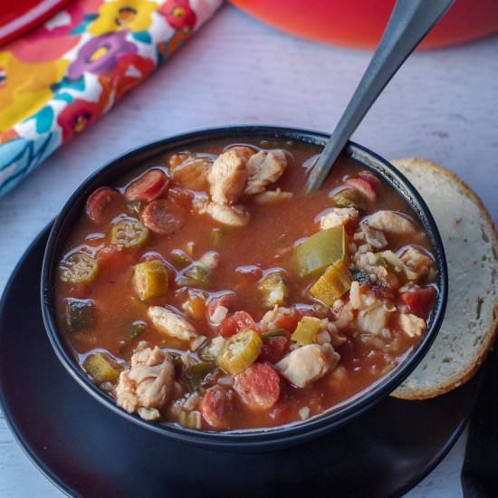 Chicken Gumbo Soup Recipe - Recipe photo by Food Meanderings