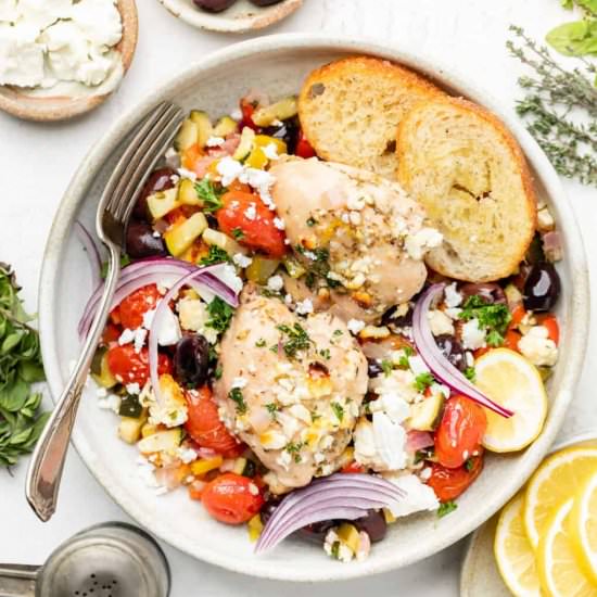 Greek Sheet Pan Chicken Thighs - Recipe photo by erinliveswhole