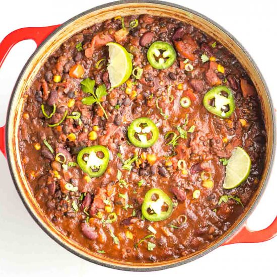 Easy Vegan Chili Recipe - Recipe photo by Debra Klein