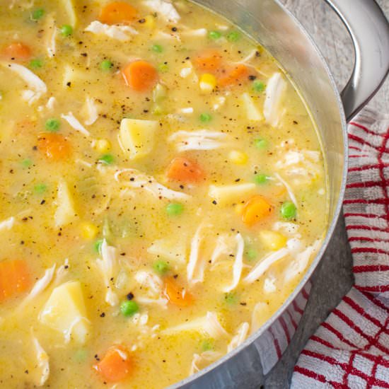 Chicken Pot Pie Soup - Recipe photo by For the Love of Cooking