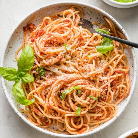 Pasta Napoletana - Recipe photo by nourishandfete