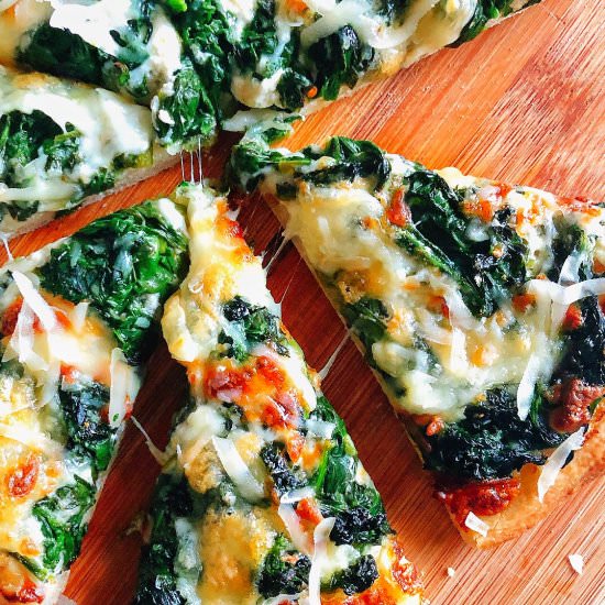 Delicious Spinach and Ricotta Pizza - Recipe photo by myfoodmemoirs