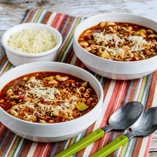 Sausage Zucchini Macaroni Soup - Recipe photo by kalynskitchen