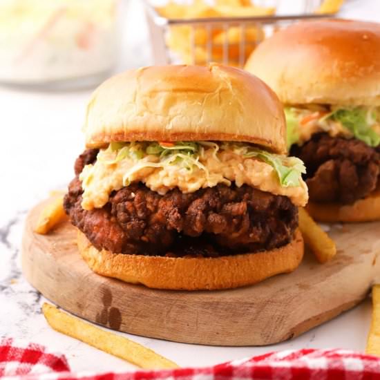 Crispy Fried Chicken Burger - Recipe photo by Grits and Pinecones
