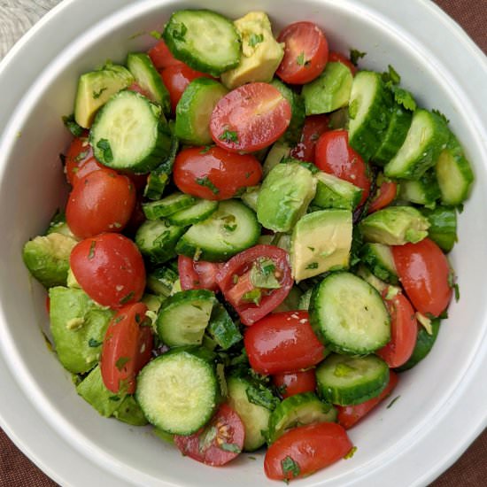 Avocado Cucumber Tomato Salad - Recipe photo by www.jamilghar.com