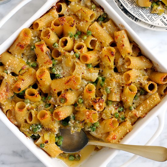 Baked Pasta with Leeks - Recipe photo by twoofakindcooks